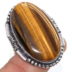 Tiger's Eye Gemstone 925 Sterling Silver Handmade Ring
